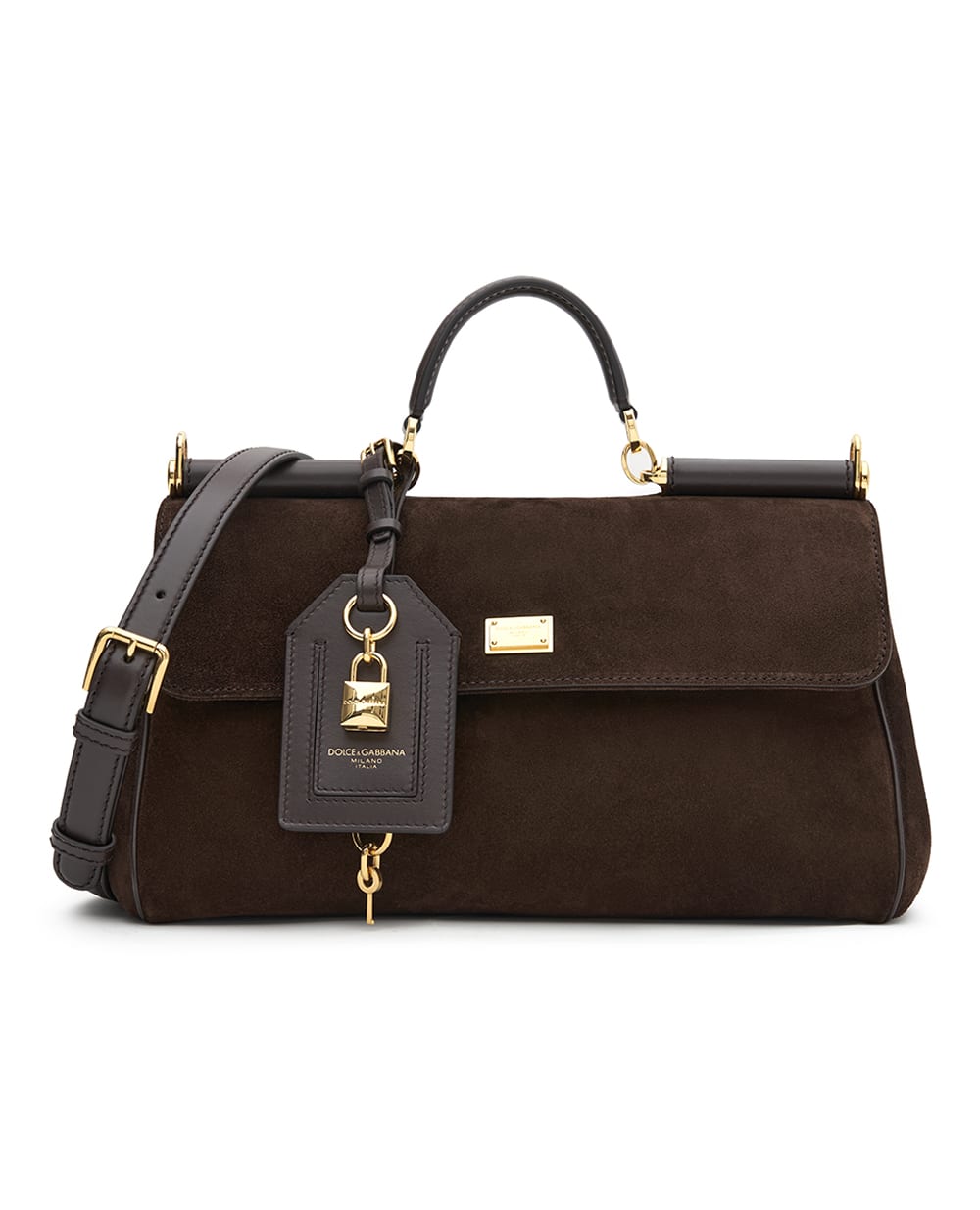 Сумка Sicily из замши Dolce&Gabbana BB7782-BO903, коричневый цвет • Купить в интернет-магазине Kameron