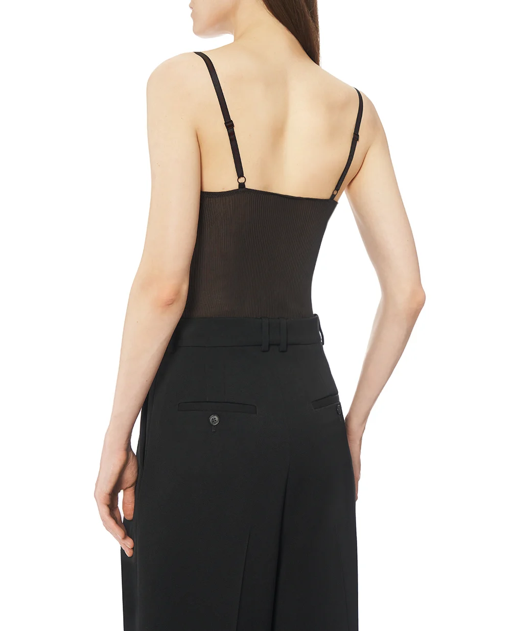 Майка из шелка с кружевной отделкой Saint Laurent 796843-Y37SM, коричневый цвет • Купить в интернет-магазине Kameron