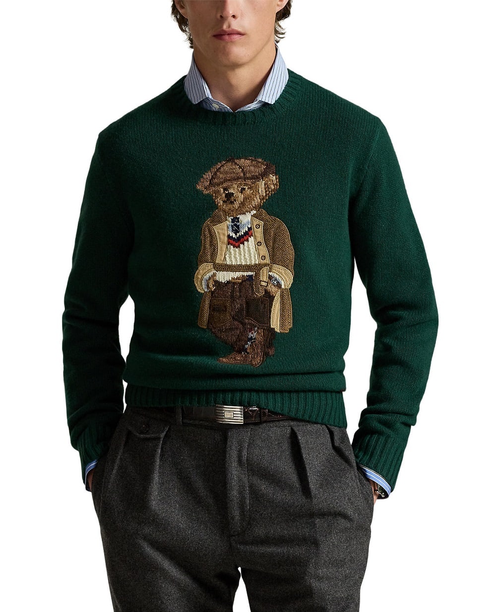 Свитер Polo Bear из шерсти Polo Ralph Lauren 710978308001, зеленый цвет • Купить в интернет-магазине Kameron