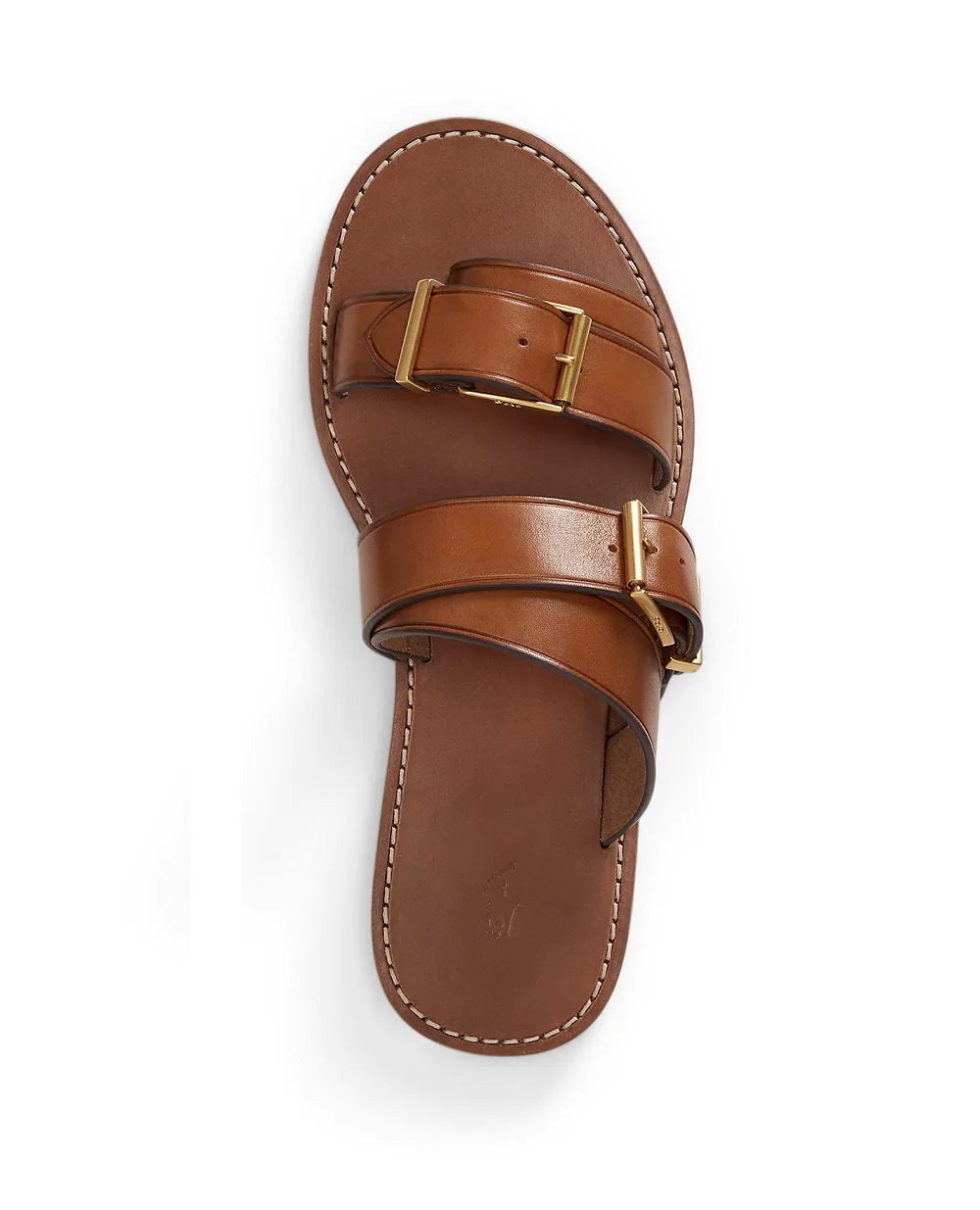 Шлепанцы с пряжкой из кожи Polo Ralph Lauren 818P01589001, коричневый цвет • Купить в интернет-магазине Kameron