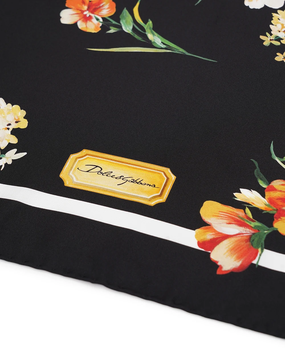 Платок из шелка с цветочным принтом Dolce&Gabbana FN090R-GDC7C, черный цвет • Купить в интернет-магазине Kameron