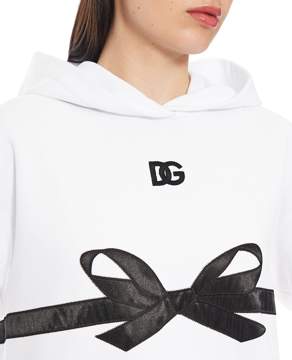 Худи с вышитым логотипом Dolce&Gabbana F9S94Z-GDC6D, белый цвет • Купить в интернет-магазине Kameron