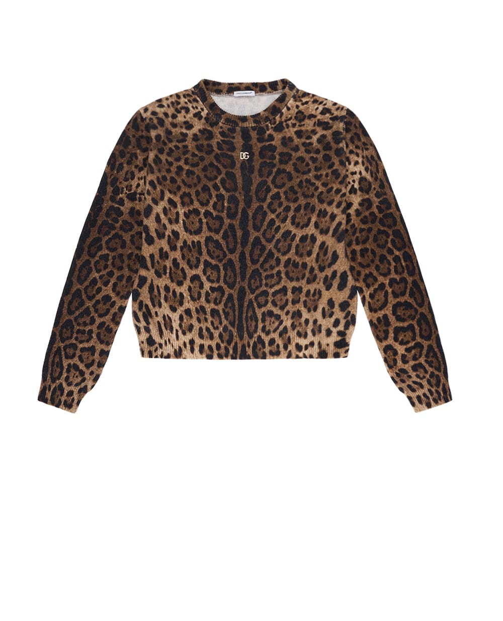 Джемпер из шерсти в анималистичный принт Dolce&Gabbana Kids L5KWK5-JDVDT-B, коричневый цвет • Купить в интернет-магазине Kameron