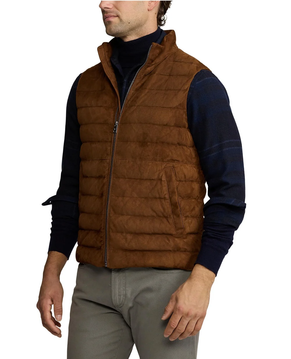 Замшевий жилет Ralph Lauren Purple Label 790957978001, коричневий колір • Купити в інтернет-магазині Kameron