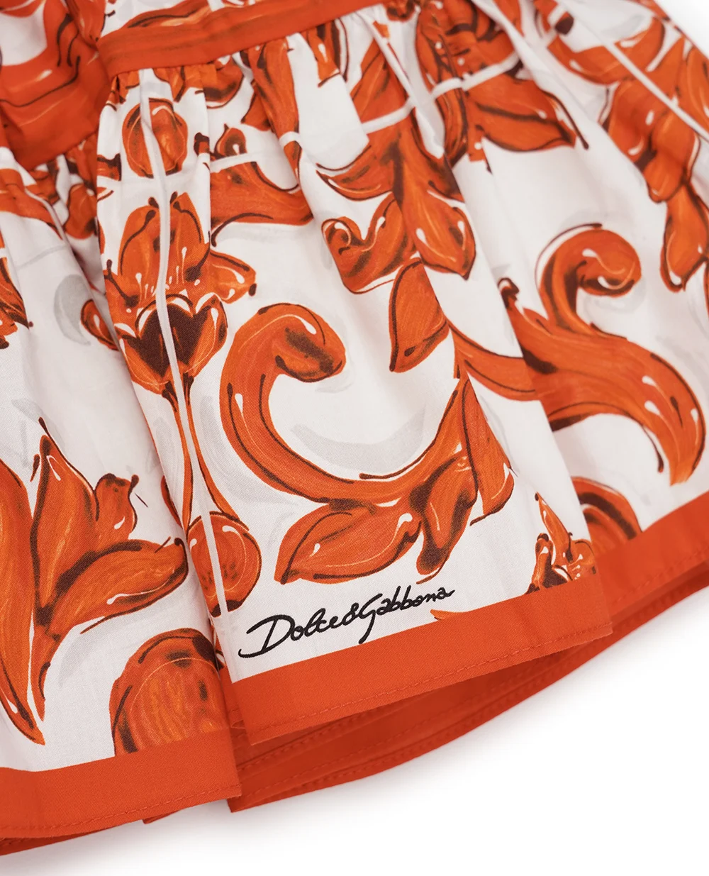 Детская юбка в принте Майолика Dolce&Gabbana Kids L54I49-G7P4N-S, оранжевый цвет • Купить в интернет-магазине Kameron