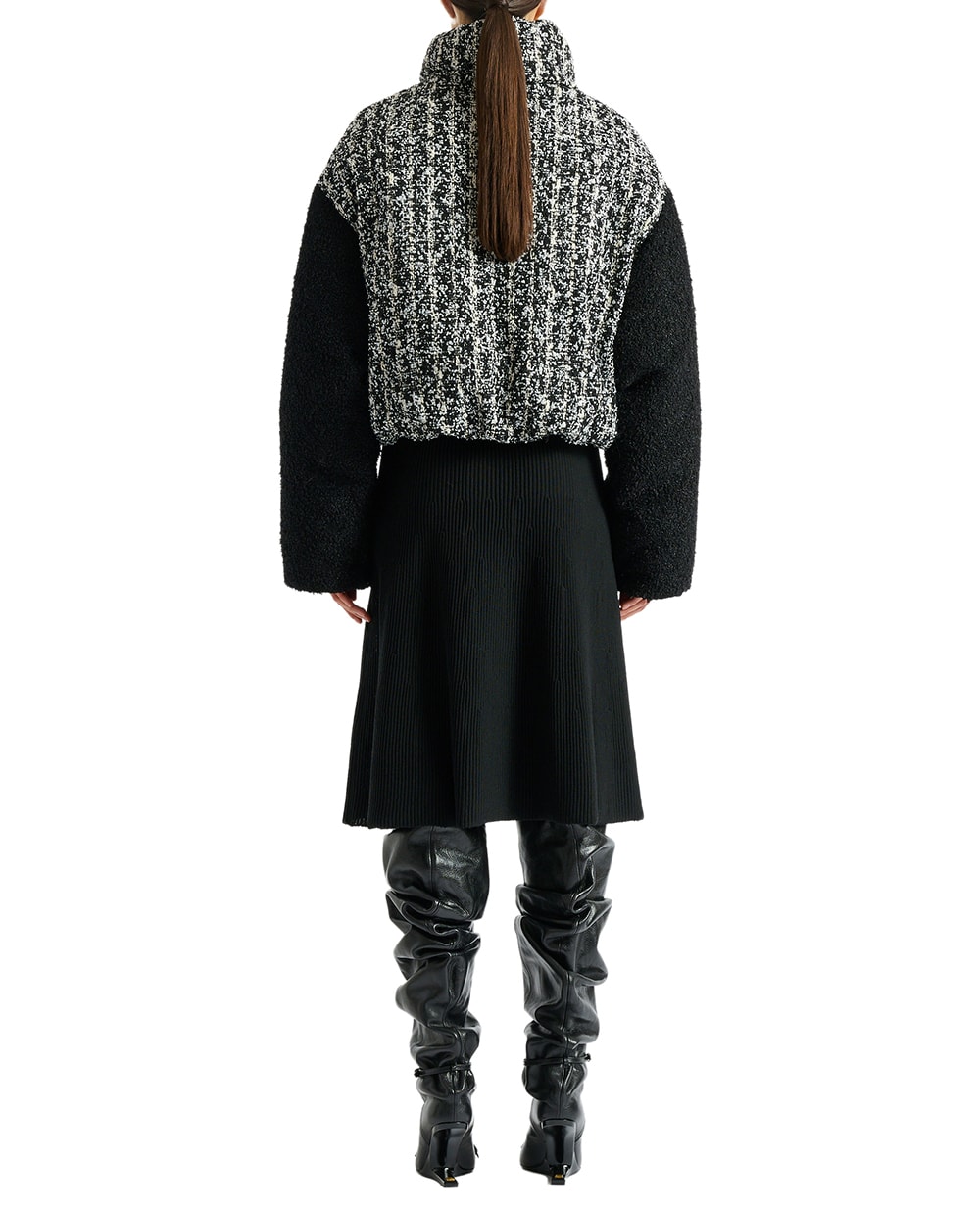 Пуховик из твида с шерстью Balmain HF1TP140MI65, черный цвет • Купить в интернет-магазине Kameron