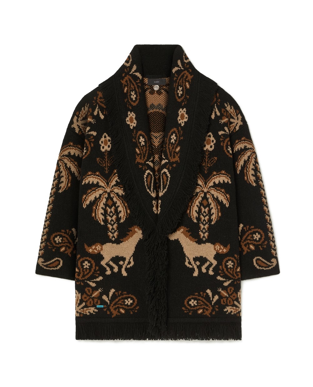 Кардиган Island Roots Foulard из кашемира, шерсти и хлопка Alanui LWHB064E26KNI0031061, черный цвет • Купить в интернет-магазине Kameron