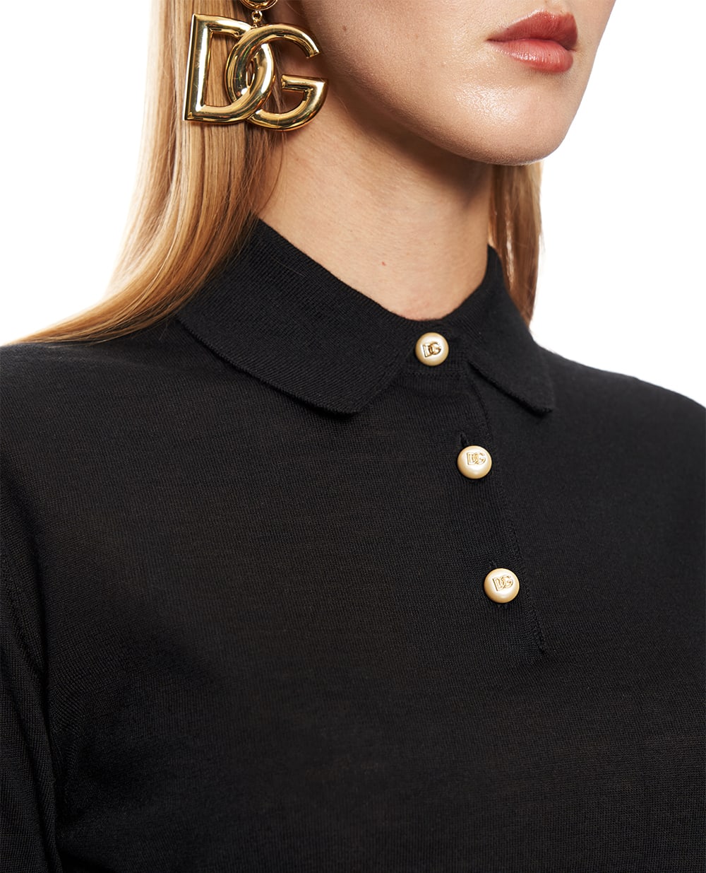 Поло с длинным рукавом из кашемира Dolce&Gabbana FXZ59T-JBW24, черный цвет • Купить в интернет-магазине Kameron