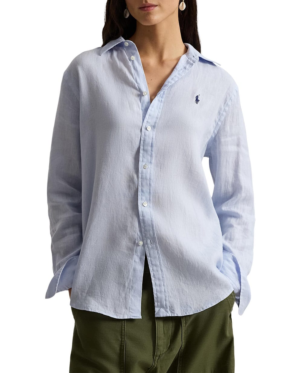 Льняная рубашка Polo Ralph Lauren 211970730503, голубой цвет • Купить в интернет-магазине Kameron