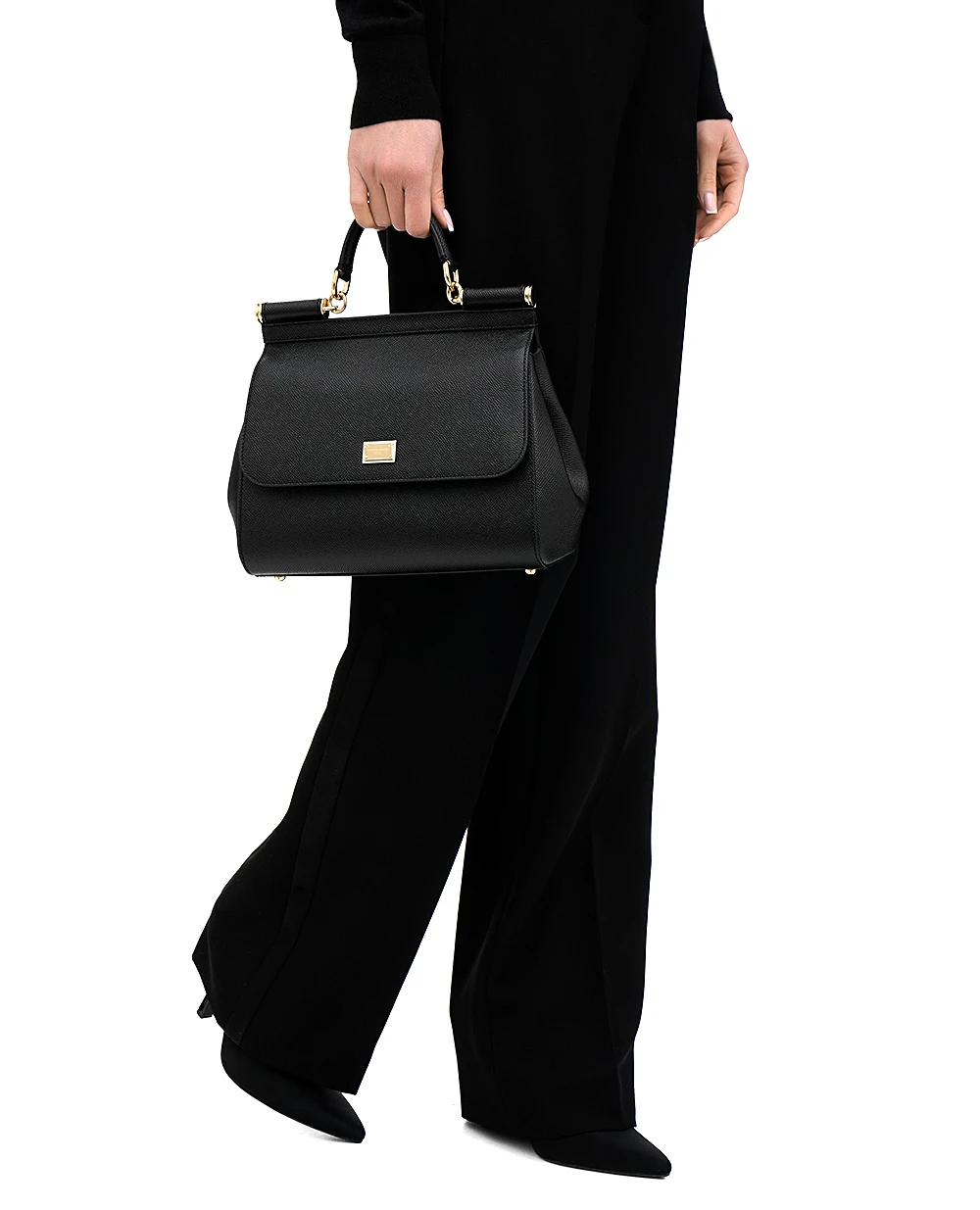 Кожаная сумка Sicily Large Dolce&Gabbana BB6002-B1001, черный цвет • Купить в интернет-магазине Kameron
