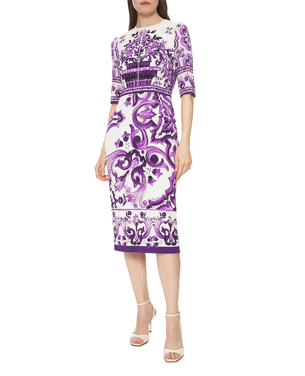 Платье из шелка Dolce&Gabbana F6EAJT-HPAEL, фиолетовый цвет • Купить в интернет-магазине Kameron