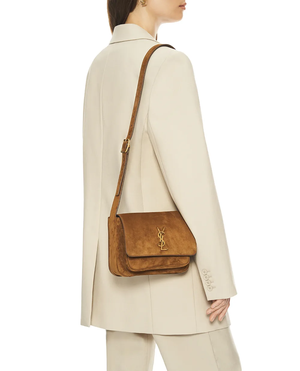 Сумка NIKI из замши Saint Laurent 718556-1U80W, коричневый цвет • Купить в интернет-магазине Kameron
