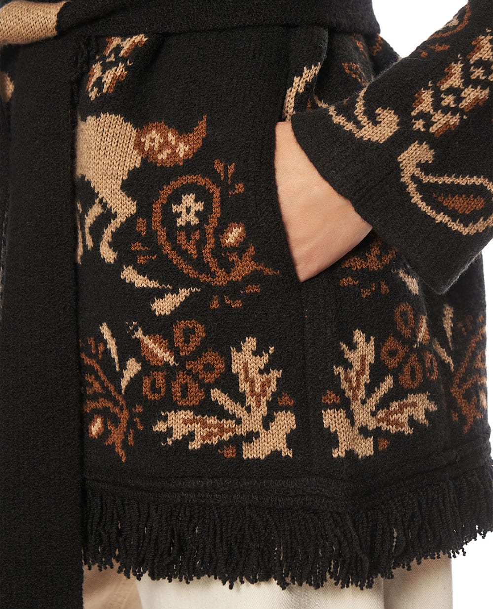 Кардиган Island Roots Foulard из кашемира, шерсти и хлопка Alanui LWHB064E26KNI0031061, черный цвет • Купить в интернет-магазине Kameron