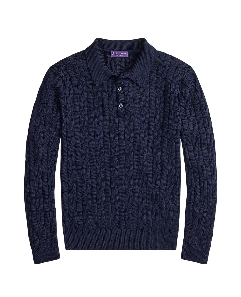 Светр-поло з бавовни та шовку Ralph Lauren Purple Label 790P03428003, синій колір • Купити в інтернет-магазині Kameron
