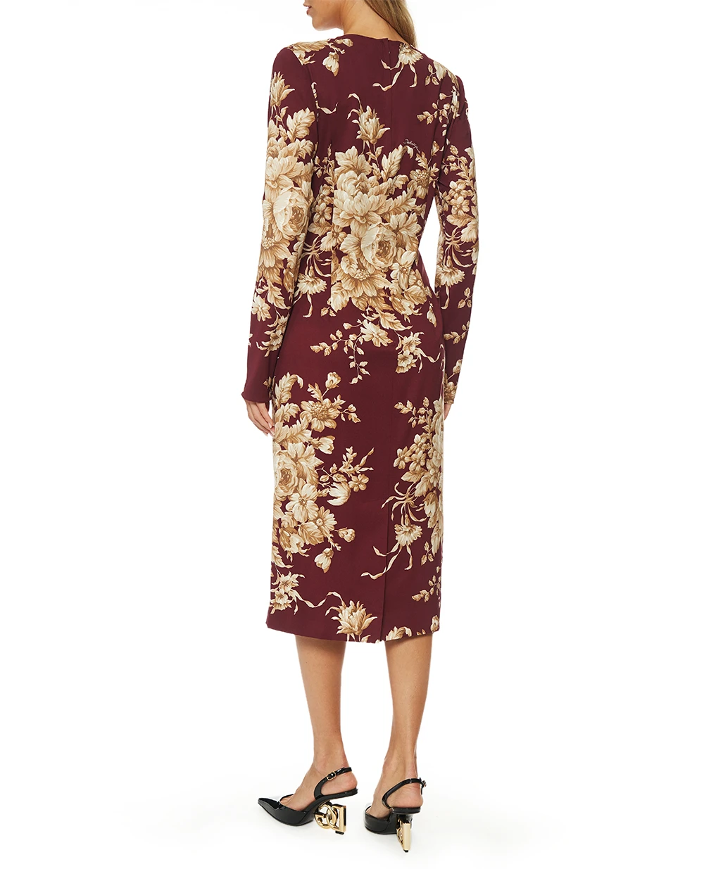 Платье из шелка с цветочным принтом Dolce&Gabbana F6GAVT-FSA7Y, коричневый цвет • Купить в интернет-магазине Kameron
