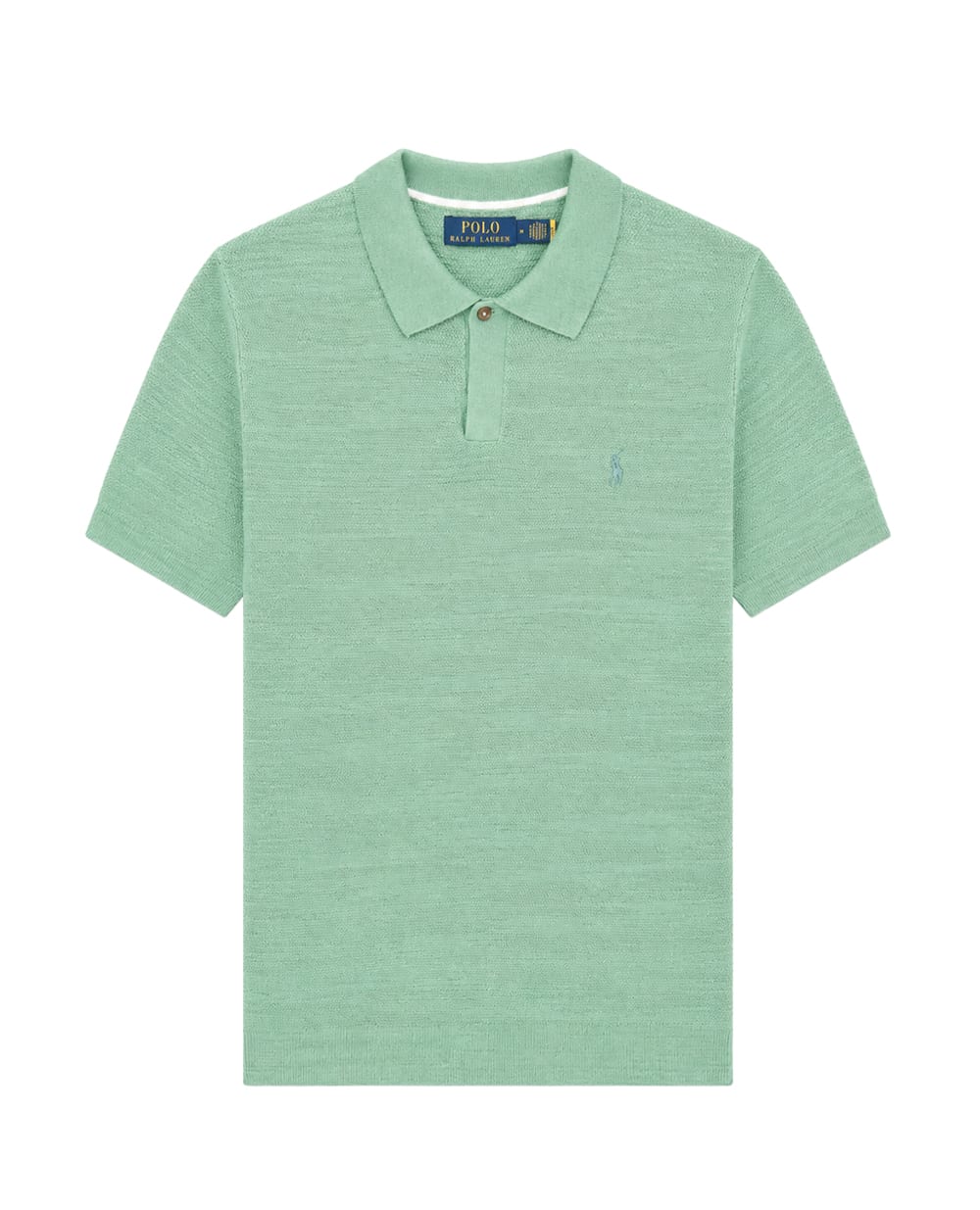 Поло з бавовни та льону Polo Ralph Lauren 710B13891005, м'ятний колір • Купити в інтернет-магазині Kameron