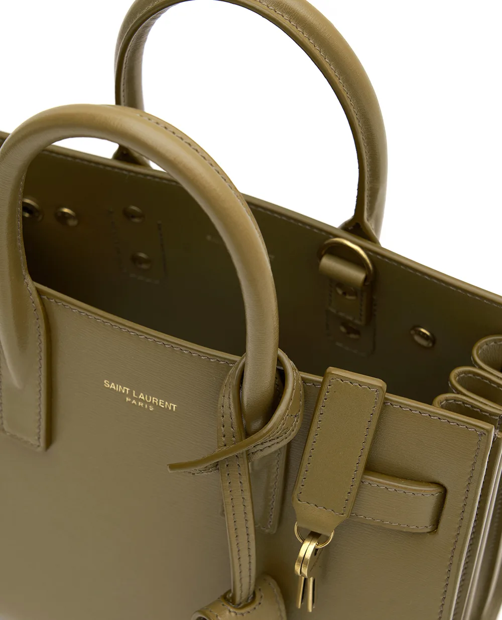 Кожаная сумка Sac de Jour Saint Laurent 392035-02G9W, оливковый цвет • Купить в интернет-магазине Kameron