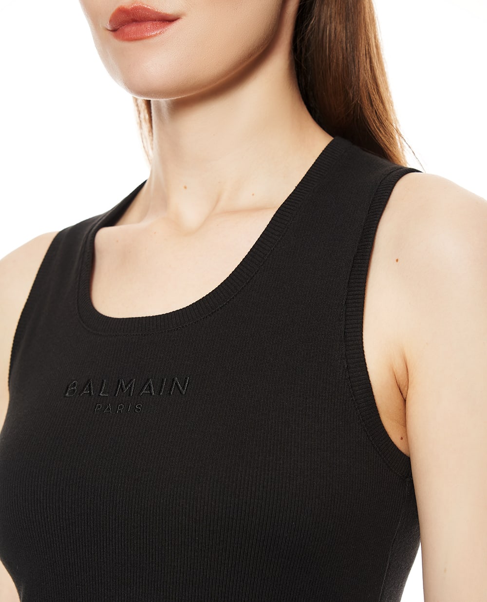 Майка в рубчик Balmain GF0EB075BD10, черный цвет • Купить в интернет-магазине Kameron
