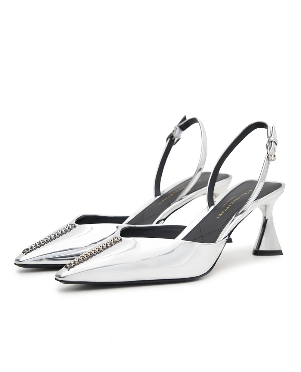 Туфли-слингбэки Elsa лакированные Stella McCartney 810604E00269, серебряный цвет • Купить в интернет-магазине Kameron
