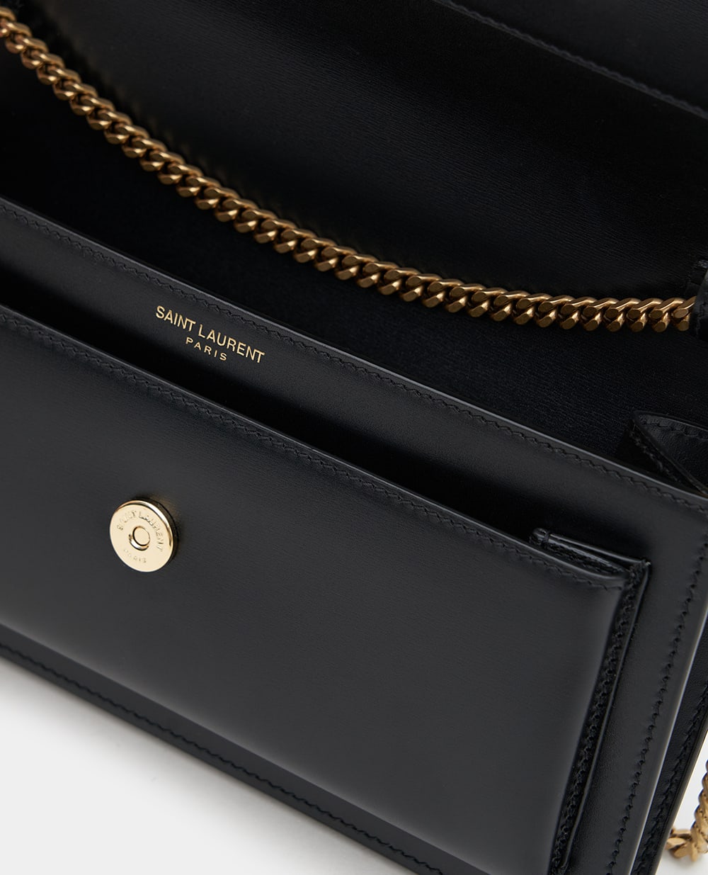 Кожаный клатч Sunset Saint Laurent 810997-0SX0W, черный цвет • Купить в интернет-магазине Kameron