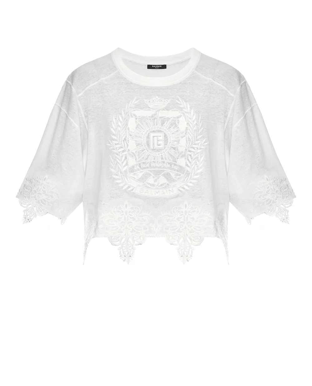 Топ из льна Balmain FF1EE130BD05, белый цвет • Купить в интернет-магазине Kameron