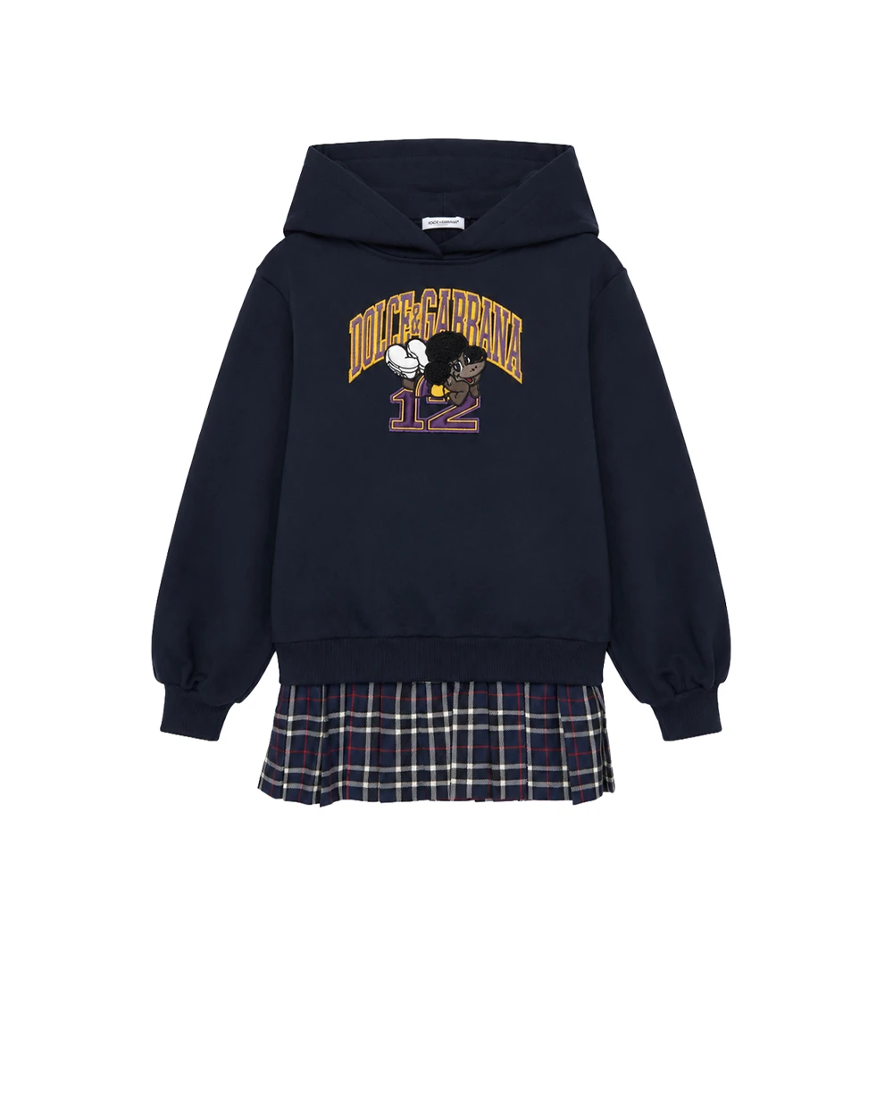 Дитяча сукня з капюшоном із футера з нашивкою Dolce&Gabbana Kids L5JDBH-G7P6V-B, різнокольоровий колір • Купити в інтернет-магазині Kameron