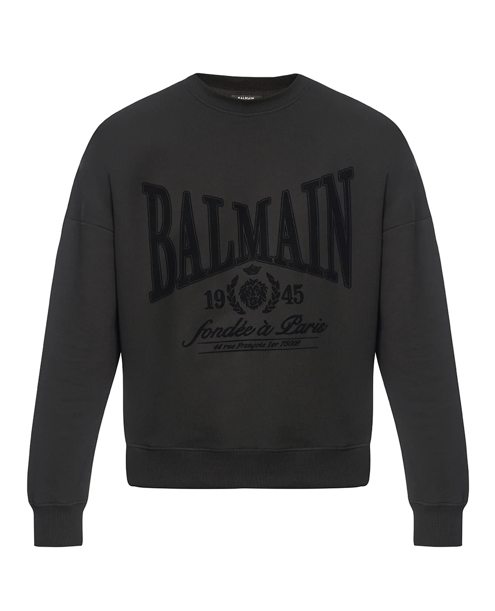 Світшот із оксамитовим логотипом Balmain GH1JS191GF46, чорний колір • Купити в інтернет-магазині Kameron