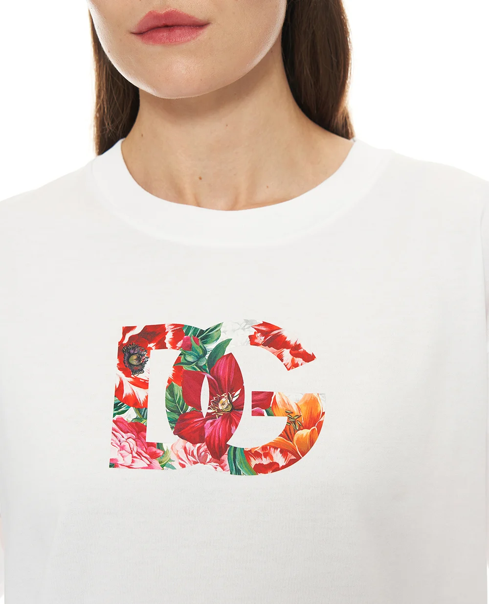 Футболка с цветочным принтом Dolce&Gabbana F8V57T-GDC7S, белый цвет • Купить в интернет-магазине Kameron