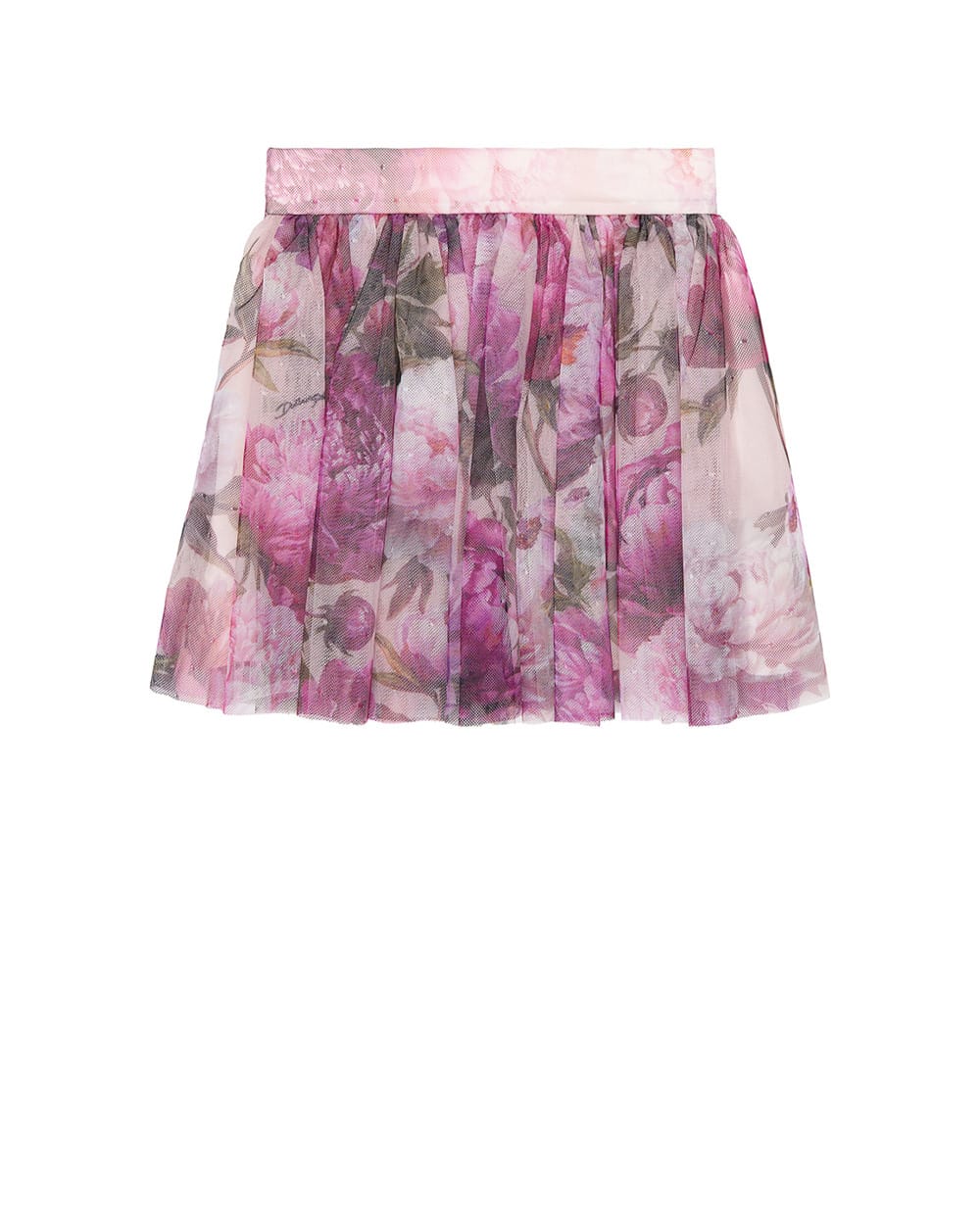 Дитяча спідниця з тюлю з принтом півоній Dolce&Gabbana Kids L56I19-G7QZW-S, різнокольоровий колір • Купити в інтернет-магазині Kameron