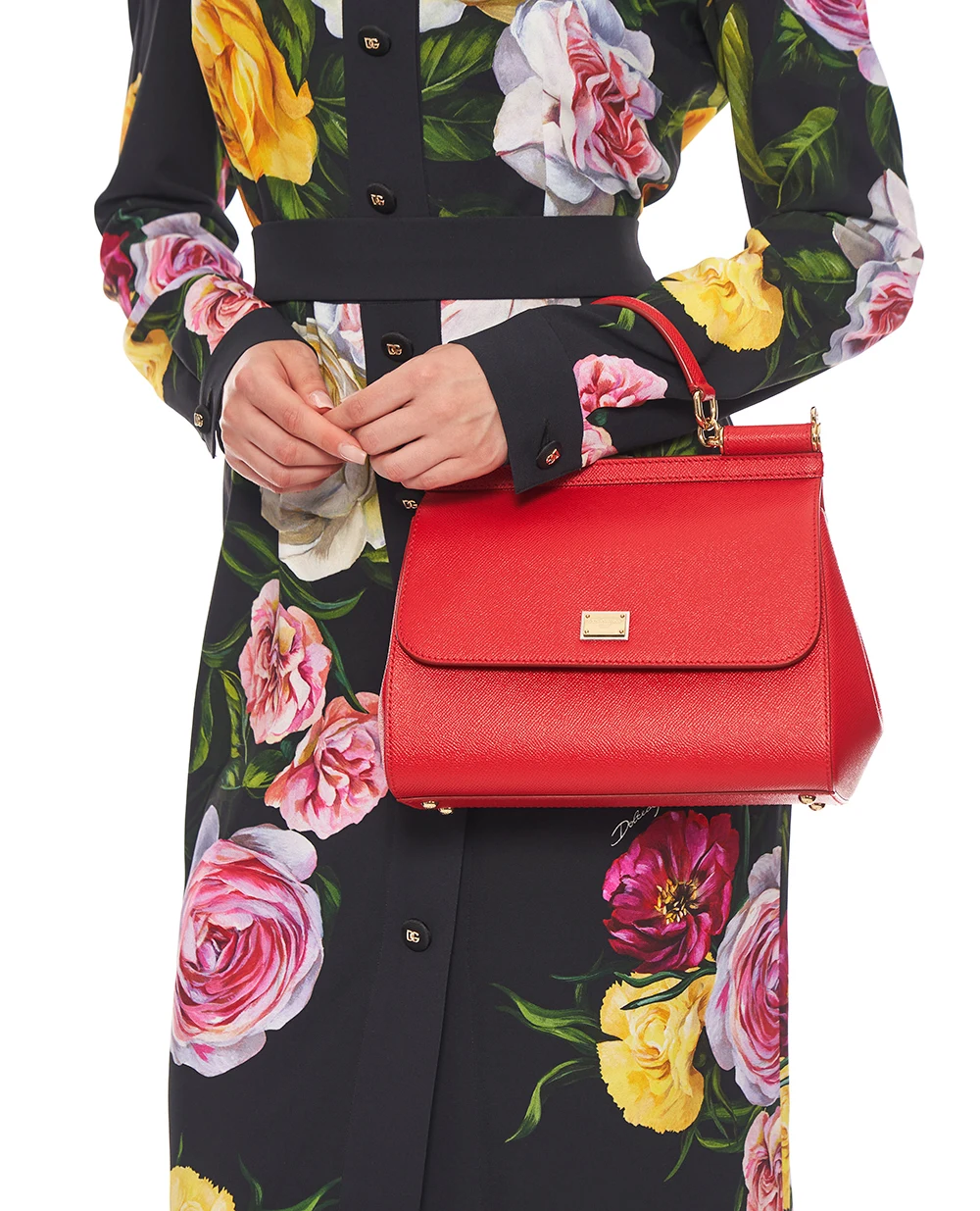 Кожаная сумка Sicily Large Dolce&Gabbana BB6002-B1001, красный цвет • Купить в интернет-магазине Kameron