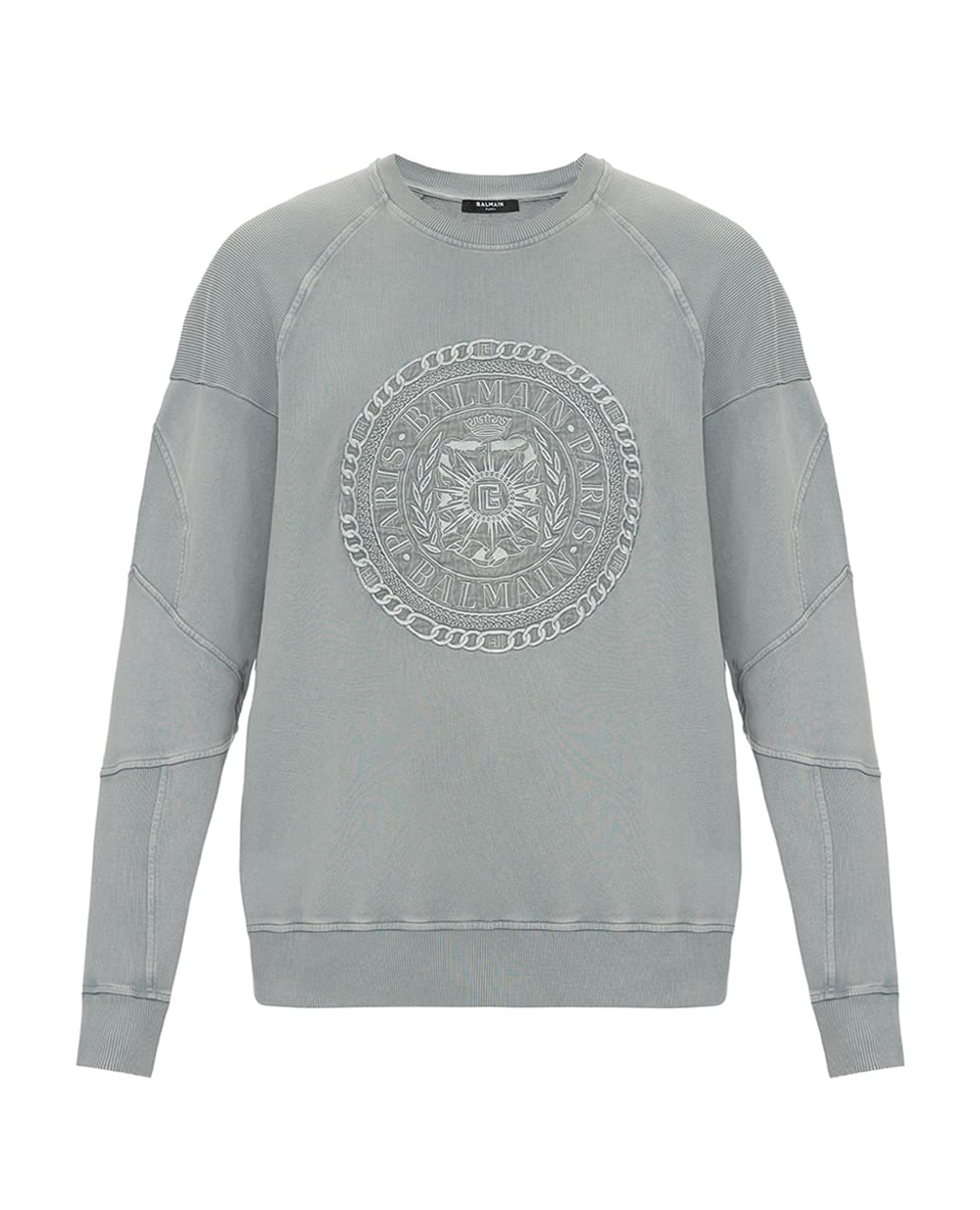 Свитшот Médaille с вышивкой Balmain FH1JS013BD08, серый цвет • Купить в интернет-магазине Kameron