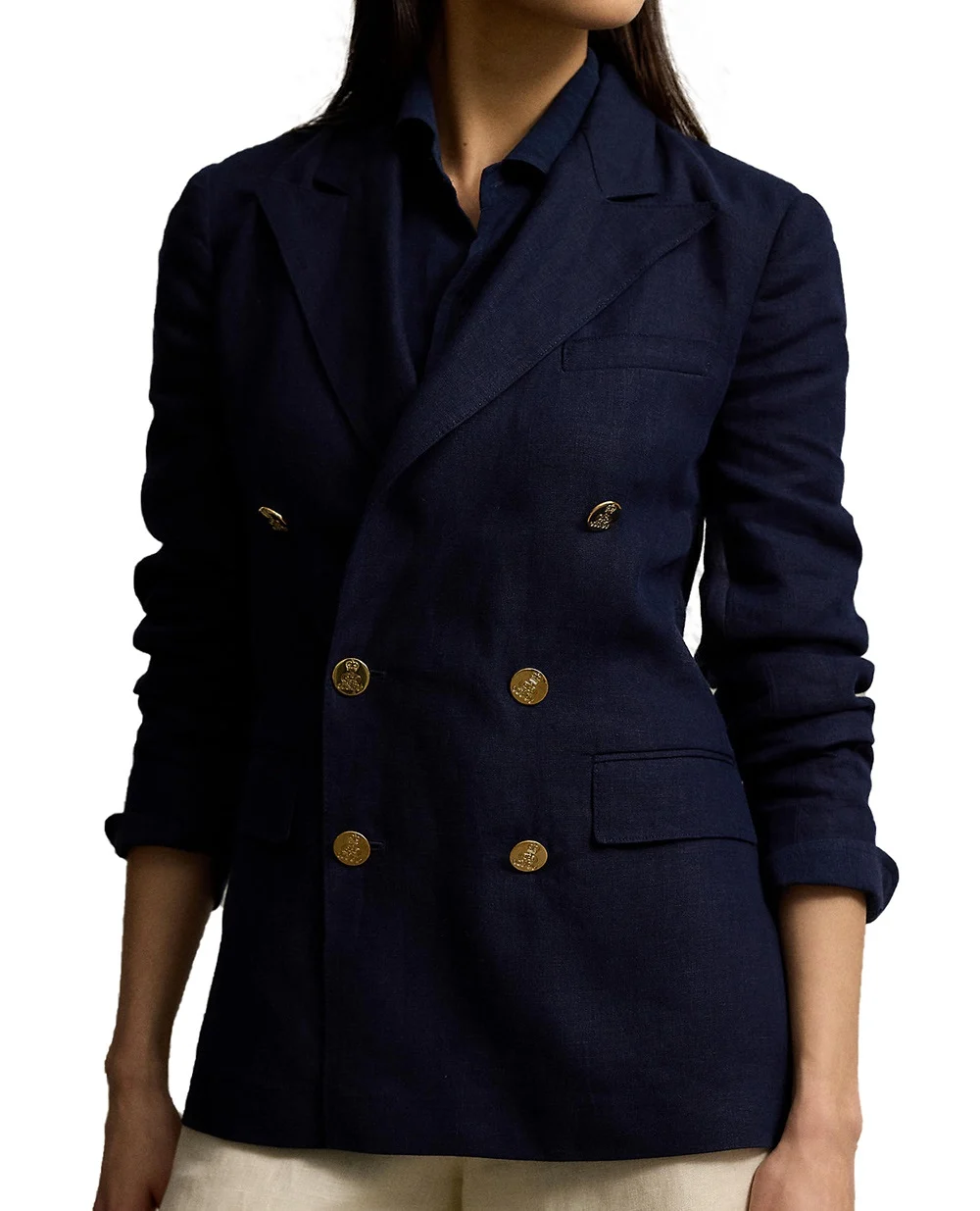 Льняной жакет Ralph Lauren Collection 290955045001, темно-синий цвет • Купить в интернет-магазине Kameron