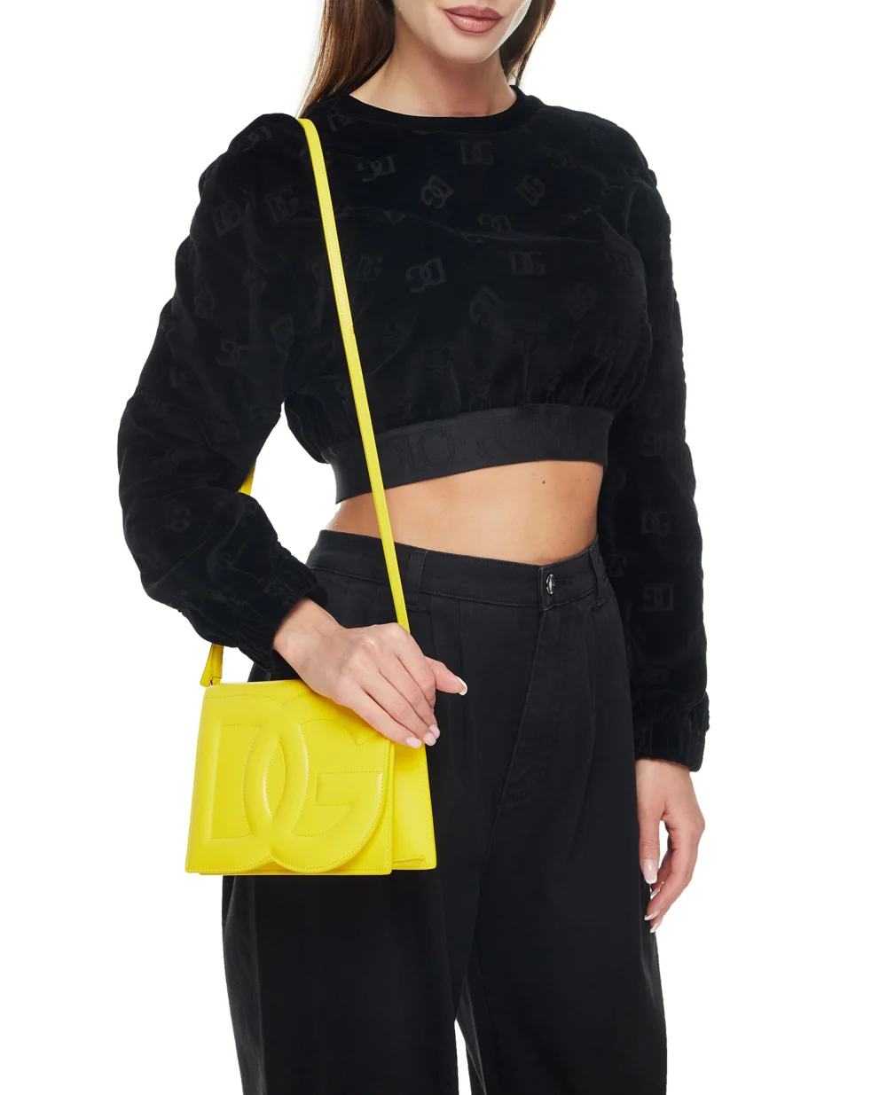Кожаная сумка DG Logo Small Dolce&Gabbana BB7287-AW576-S, желтый цвет • Купить в интернет-магазине Kameron