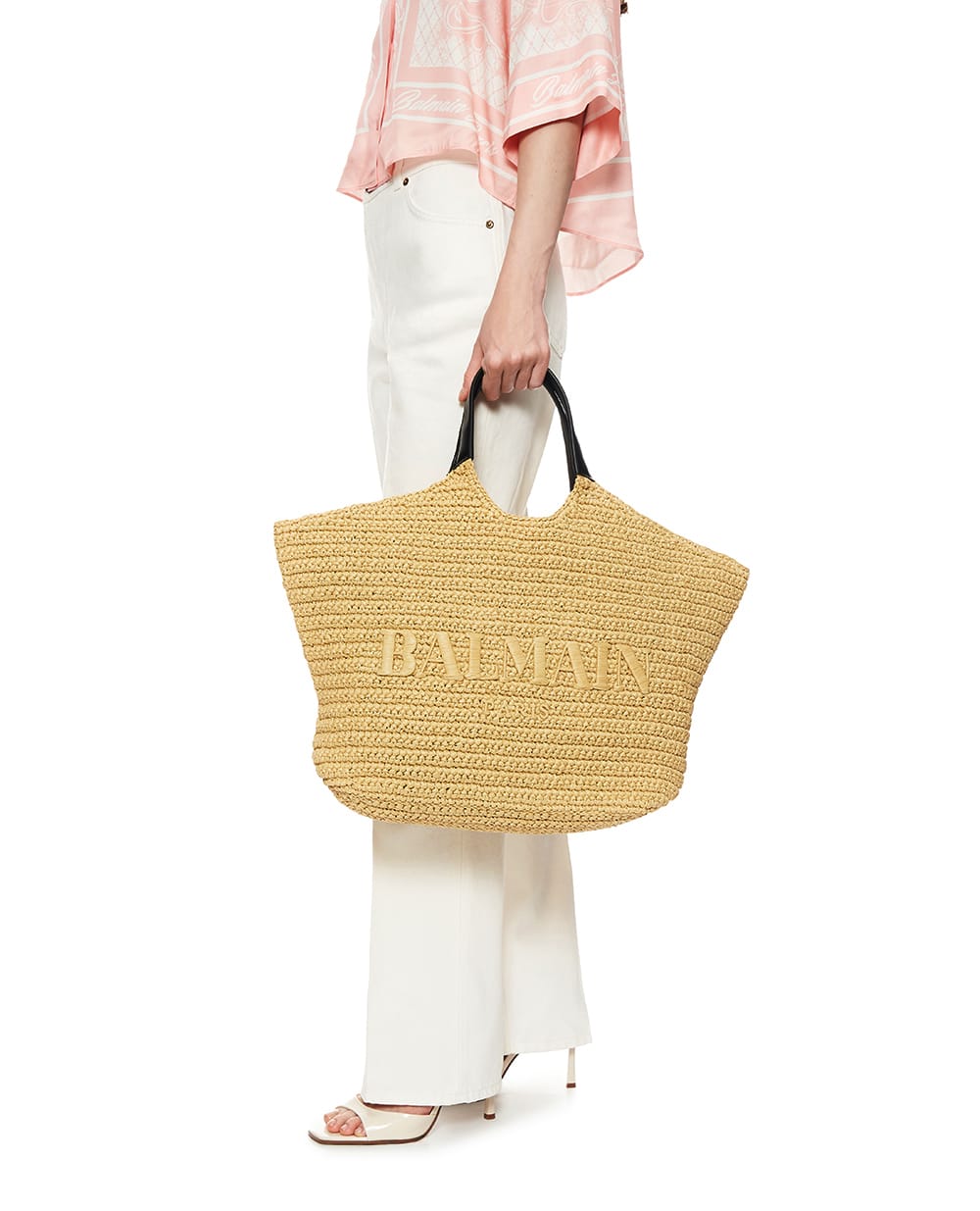 Сумка-тоут Balmain HN1FB078TRCH, бежевый цвет • Купить в интернет-магазине Kameron