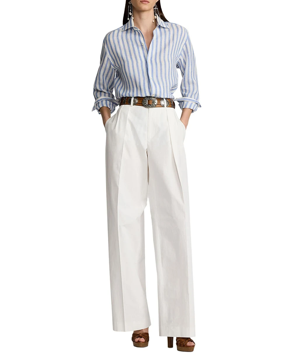 Льняная рубашка Ralph Lauren Collection 290975285001, белый цвет • Купить в интернет-магазине Kameron