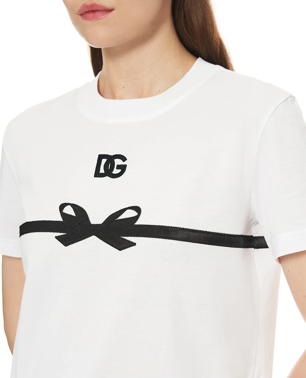 Футболка з вишитим логотипом Dolce&Gabbana F8V42Z-GDC6B, білий колір • Купити в інтернет-магазині Kameron