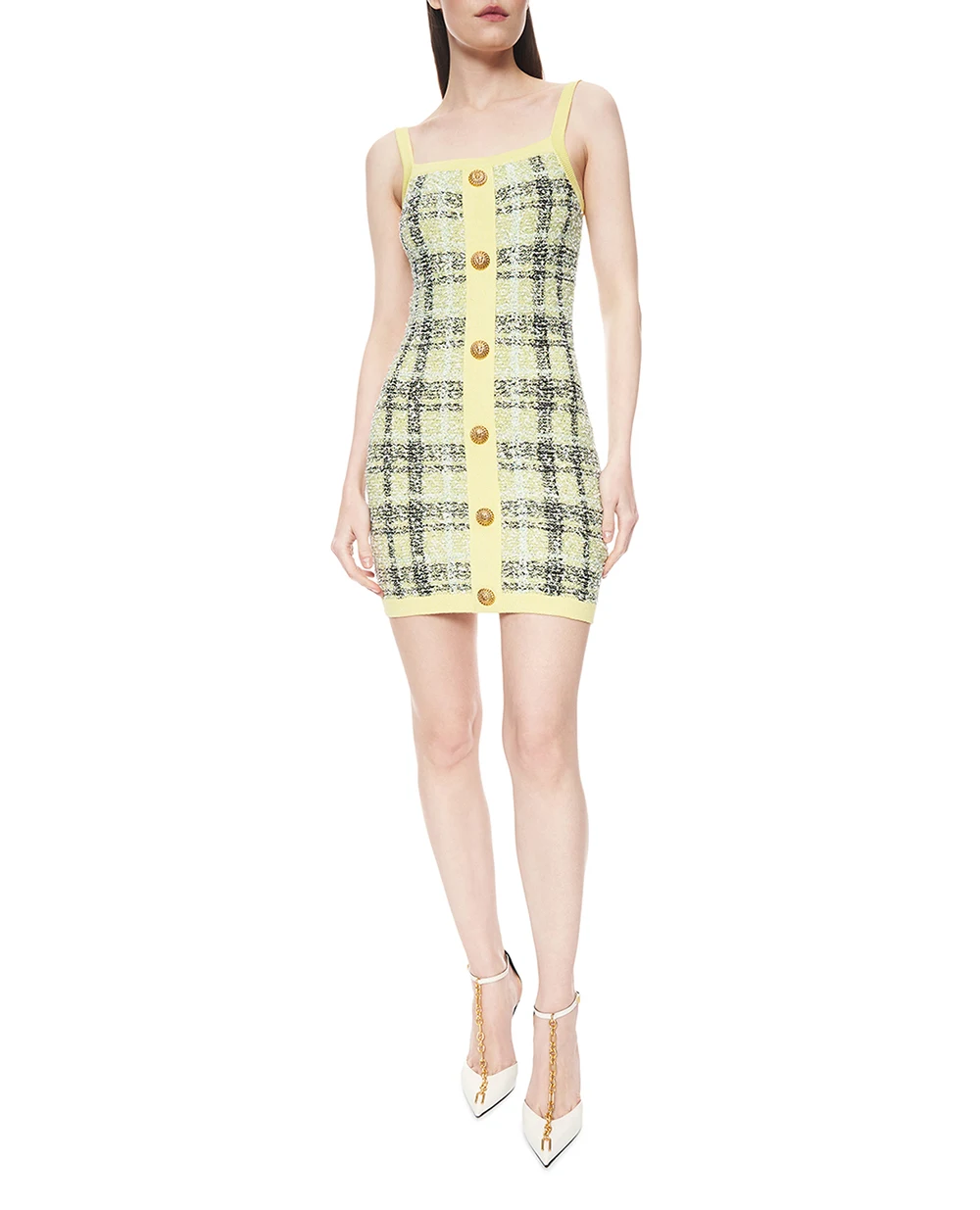 Платье мини Balmain GF1R4032KJ56, желтый цвет • Купить в интернет-магазине Kameron
