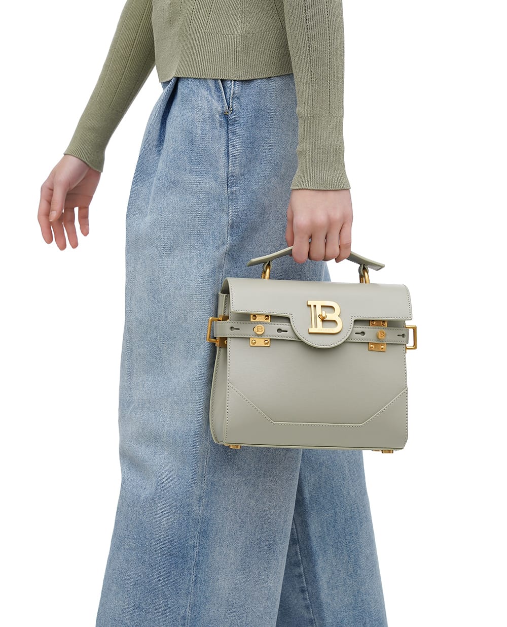 Кожаная сумка B-Buzz 23 Balmain DN0DB526LSLX, оливковый цвет • Купить в интернет-магазине Kameron