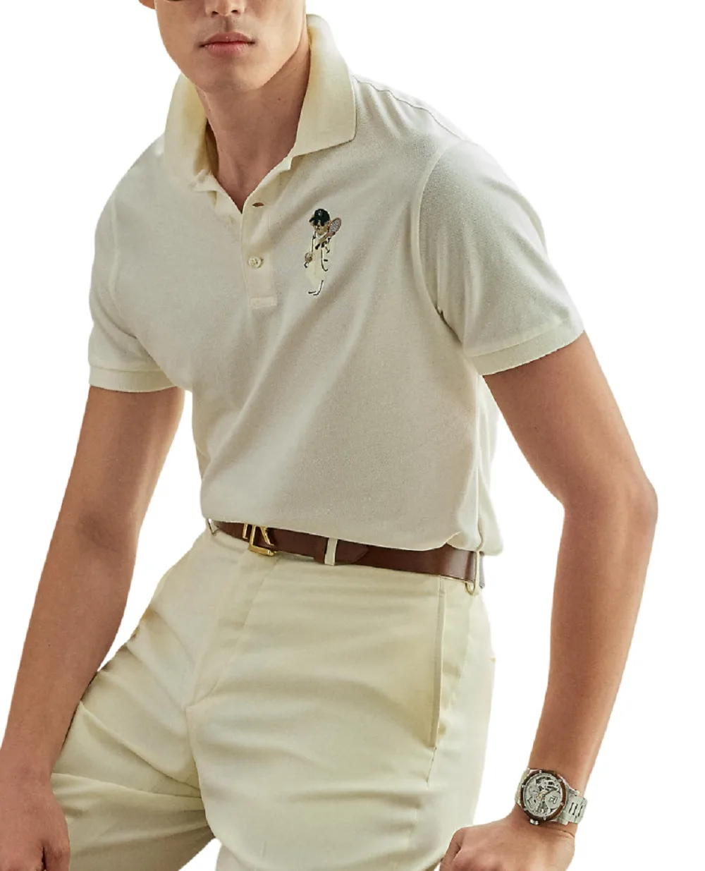 Поло с вышивкой Ralph Lauren Purple Label 790961156001, белый цвет • Купить в интернет-магазине Kameron