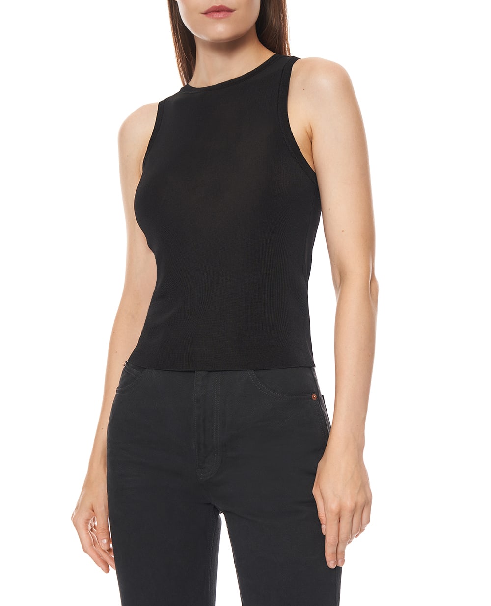 Майка из ребристой вязки Saint Laurent 863133-Y77IR, черный цвет • Купить в интернет-магазине Kameron