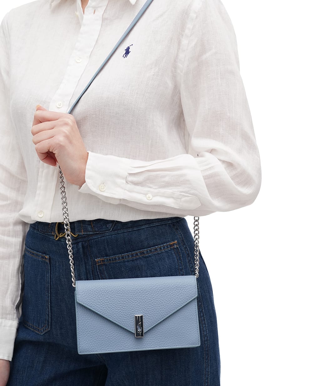 Кожаная сумка Polo Ralph Lauren 427960603002, голубой цвет • Купить в интернет-магазине Kameron