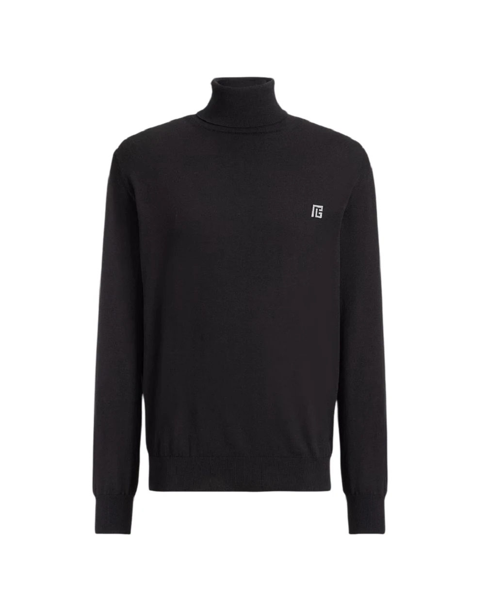 Гольф из хлопка и шелка Balmain HH1KH050KJ53, черный цвет • Купить в интернет-магазине Kameron