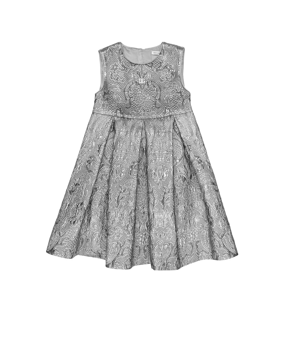 Детское платье из жаккарда Dolce&Gabbana Kids L54DL6-HJMQW-S, серебряный цвет • Купить в интернет-магазине Kameron