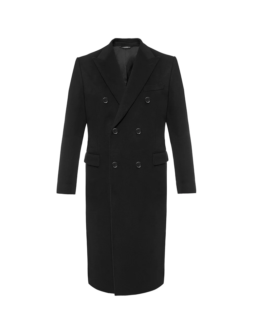 Пальто двубортное из шерсти и кашемира Dolce&Gabbana G052ZT-FU3QZ, черный цвет • Купить в интернет-магазине Kameron