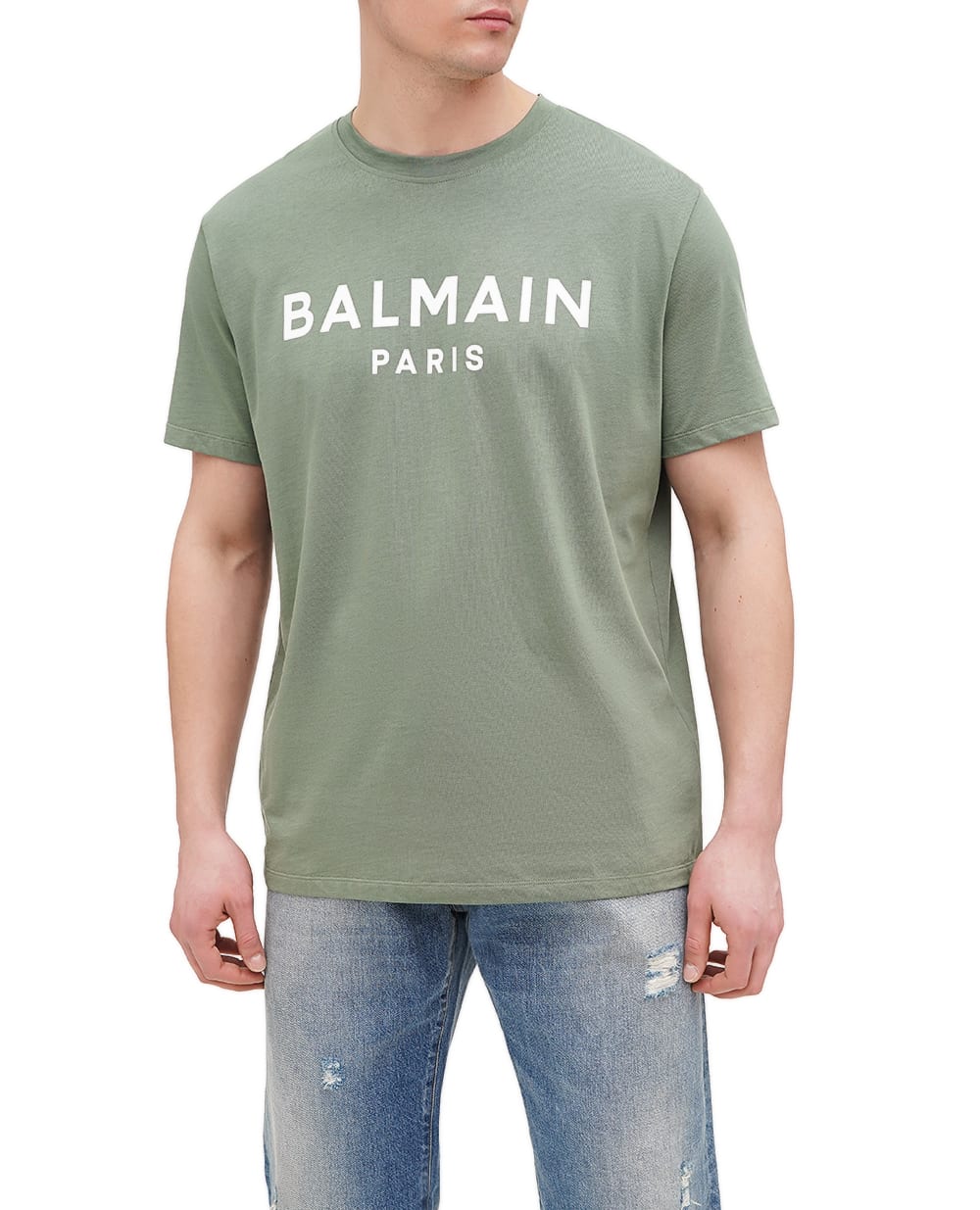 Футболка Balmain EH1EG010BB73, хаки цвет • Купить в интернет-магазине Kameron