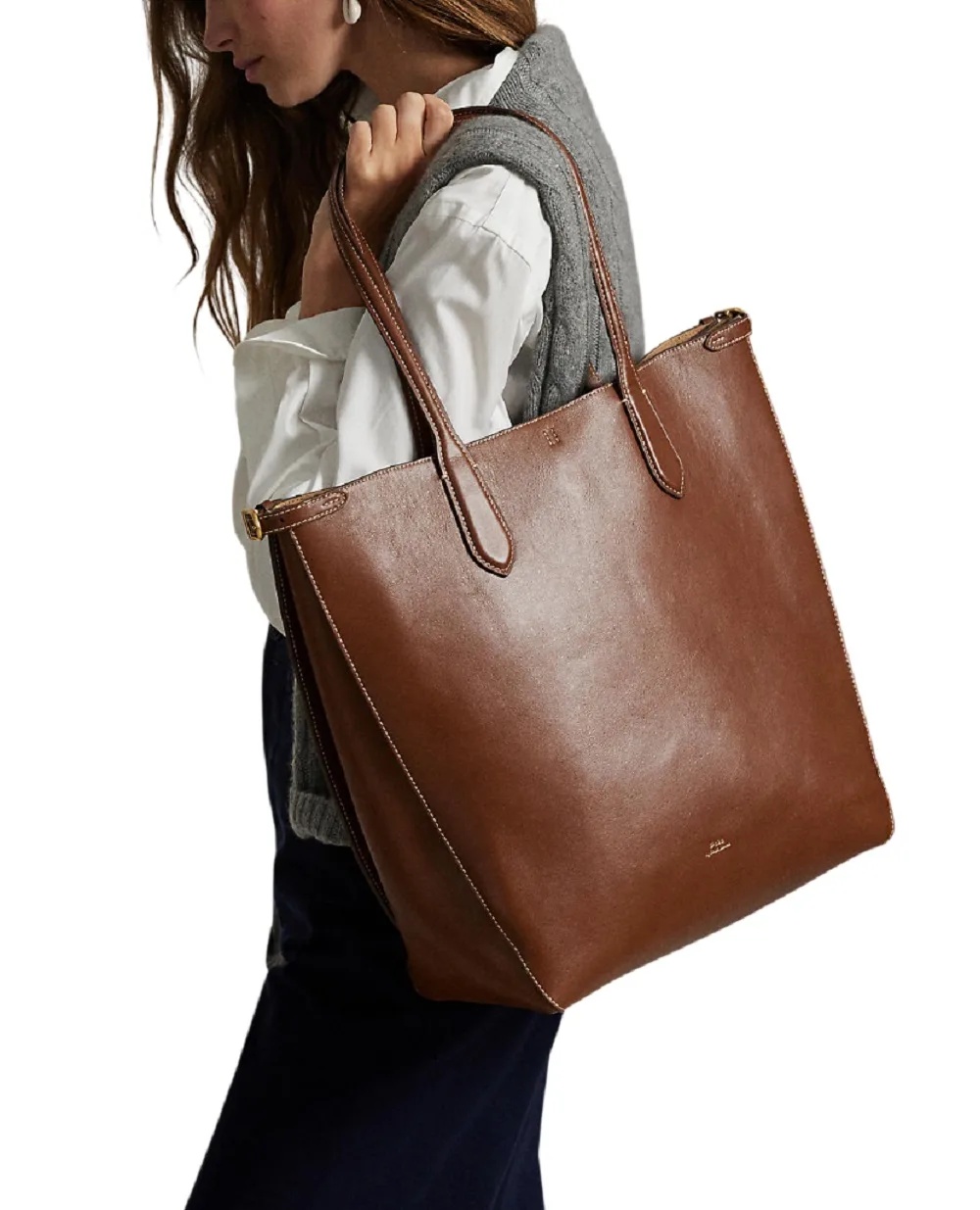 Сумка-тоут Bellport North-South зі шкіри Polo Ralph Lauren 428962757001, коричневий колір • Купити в інтернет-магазині Kameron