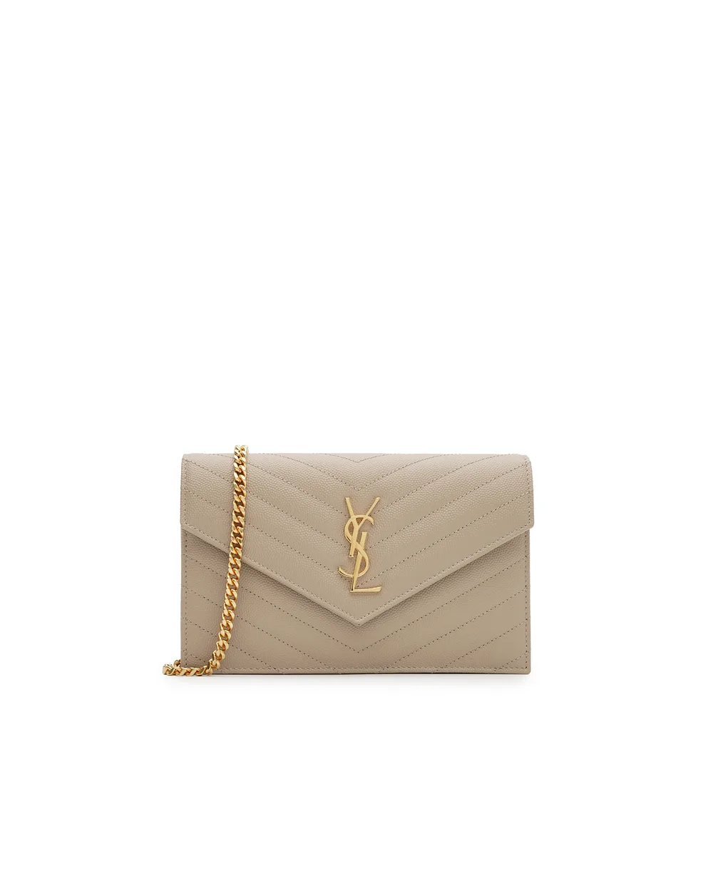 Сумка-конверт Cassandre из телячьей кожи Saint Laurent 857605-BOW01, темно-бежевого цвет • Купить в интернет-магазине Kameron
