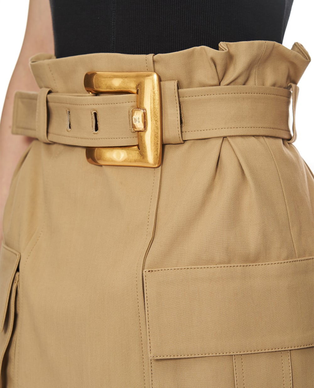 Юбка из габардина с высокой талией Balmain FF1LBA97CF69, бежевый цвет • Купить в интернет-магазине Kameron