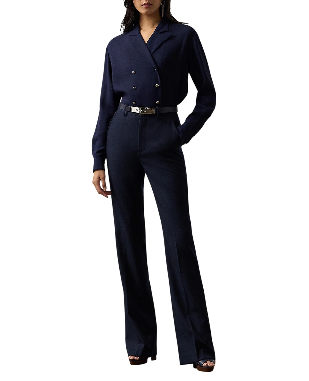 Брюки Wrigley из шерсти Ralph Lauren Collection 290P06781002, темно-синий цвет • Купить в интернет-магазине Kameron
