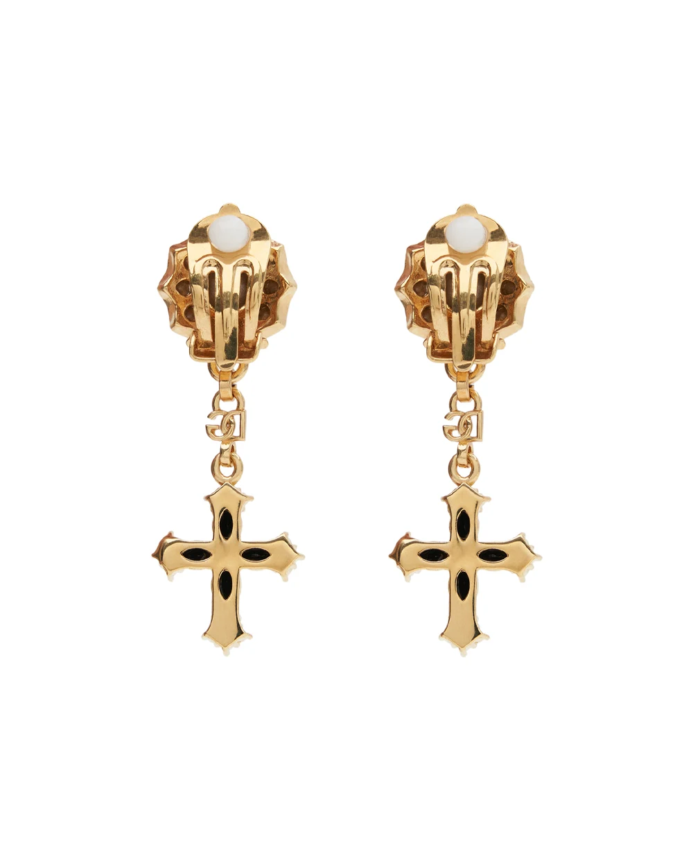 Сережки-кліпси з хрестом і кристалами Dolce&Gabbana WEQ4S2-W1111, золотий колір • Купити в інтернет-магазині Kameron